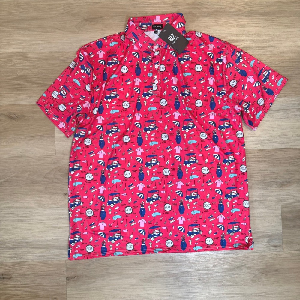 Golf Gentry Men's Graphic Golf-Themed Polo Shirt,